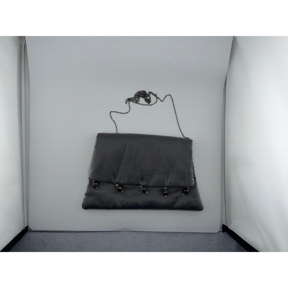 Giorgio di Roma Evening Clutch Women Medium Gray Beaded Satin Chain Strap